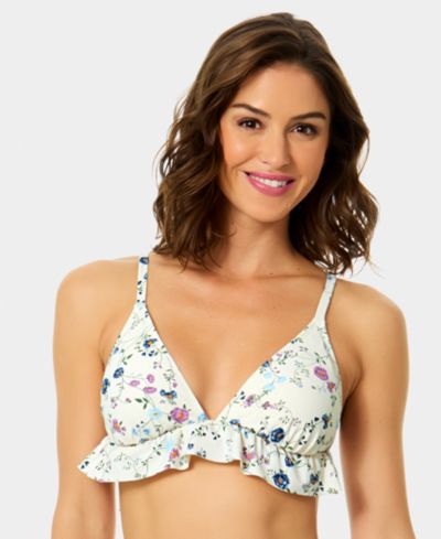CeCe Women's Triangle Ruffle Over-The-Shoulder Bikini Top
