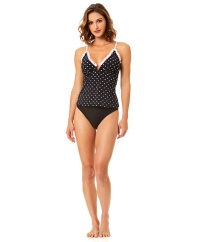 CeCe Women's Ruffle V-Neck Wire Adjustable Tankini Top