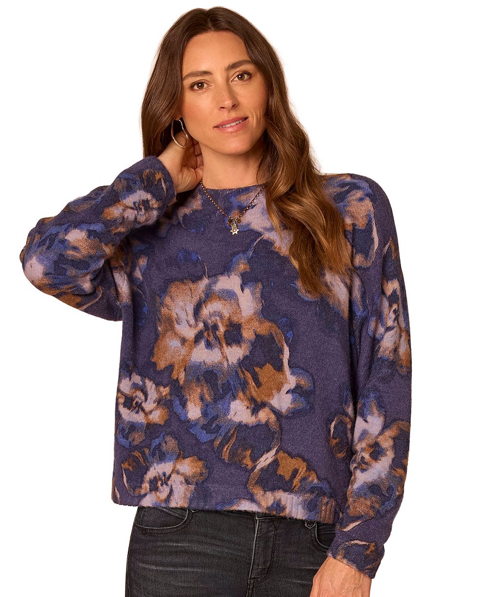 Democracy Petite Mock Neck Printed Sweater