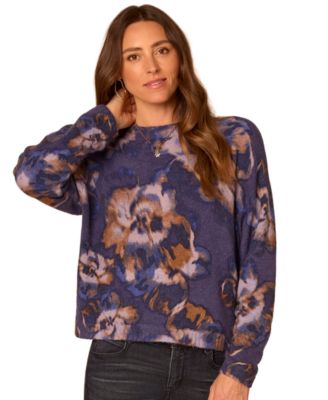 Democracy Petite Mock Neck Printed Sweater