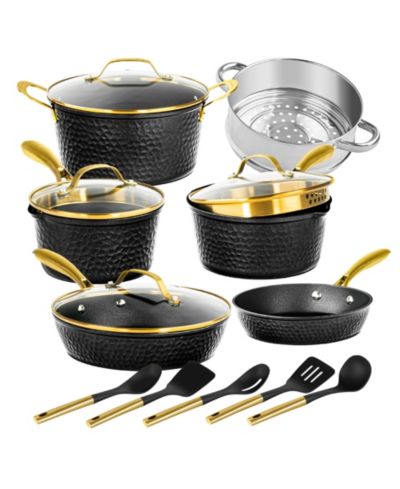 Granitestone Charleston Collection 15-Piece Hammered Ceramic Coating Nonstick Cookware Set