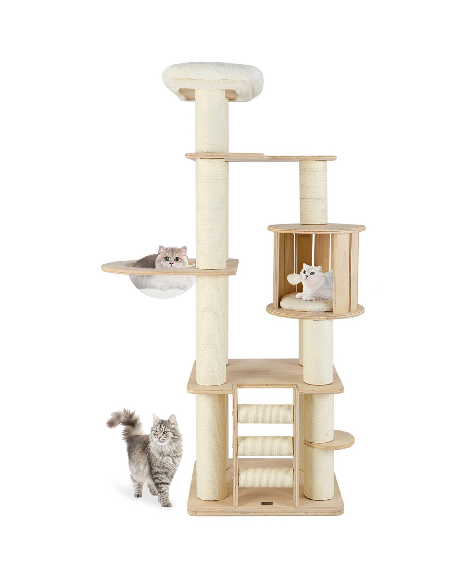 Gymax 71'' Tall Cat Tree w/Cozy Perch Condo Space Capsule 4.6'' Scratching Posts