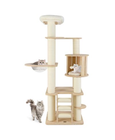 Gymax 71'' Tall Cat Tree w/Cozy Perch Condo Space Capsule 4.6'' Scratching Posts