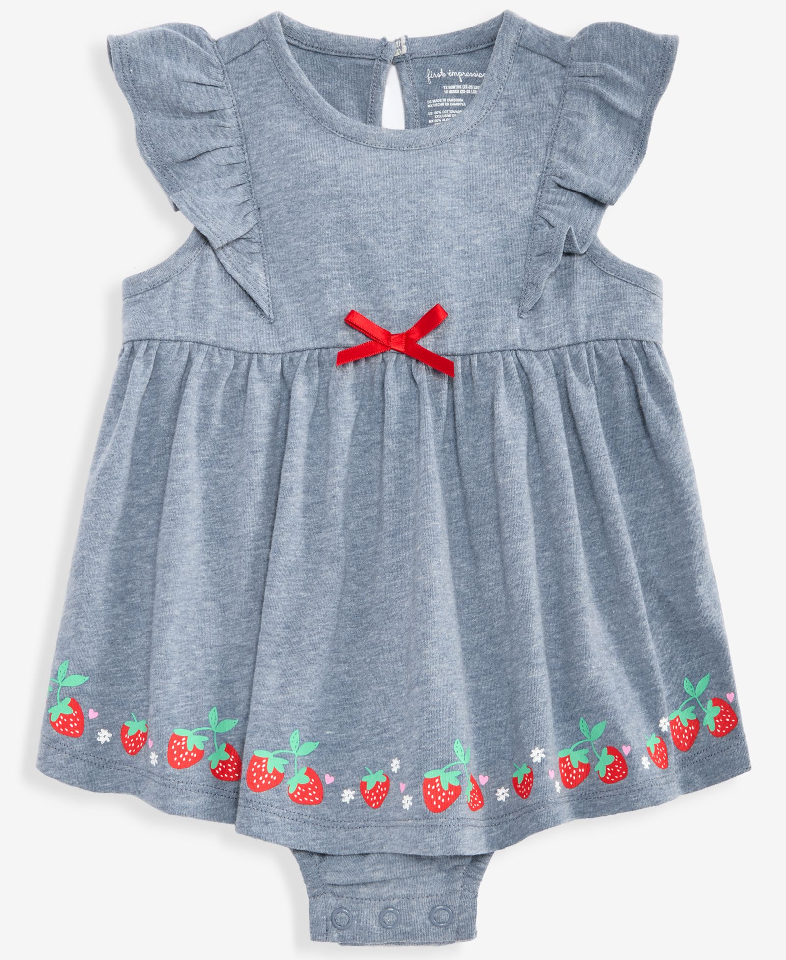 First Impressions Baby Girls' 0M-24M Strawberry-Hem Sunsuit, Macy's Exclusive