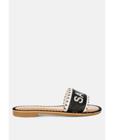 London Rag Womens Getaway Beaded Flat Slip Ons