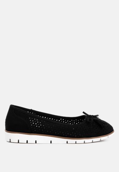 London Rag Women's Pacer Perforated Leather Ballerinas
