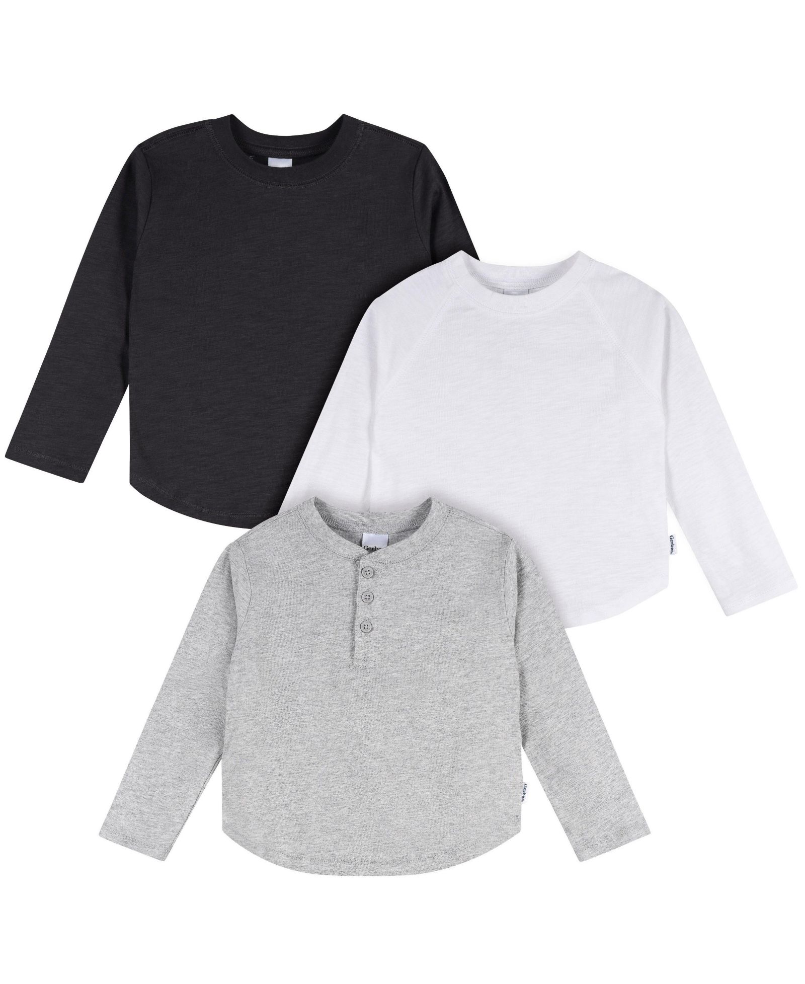 Детские рубашки Gerber Long Sleeve, набор из 3 штук для мальчиков