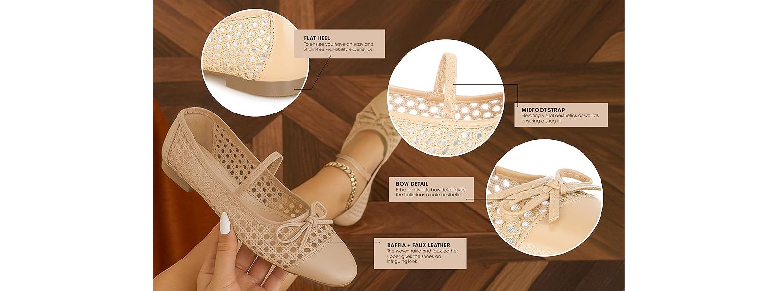Женские балетки London Rag Omela Woven Bow Detail