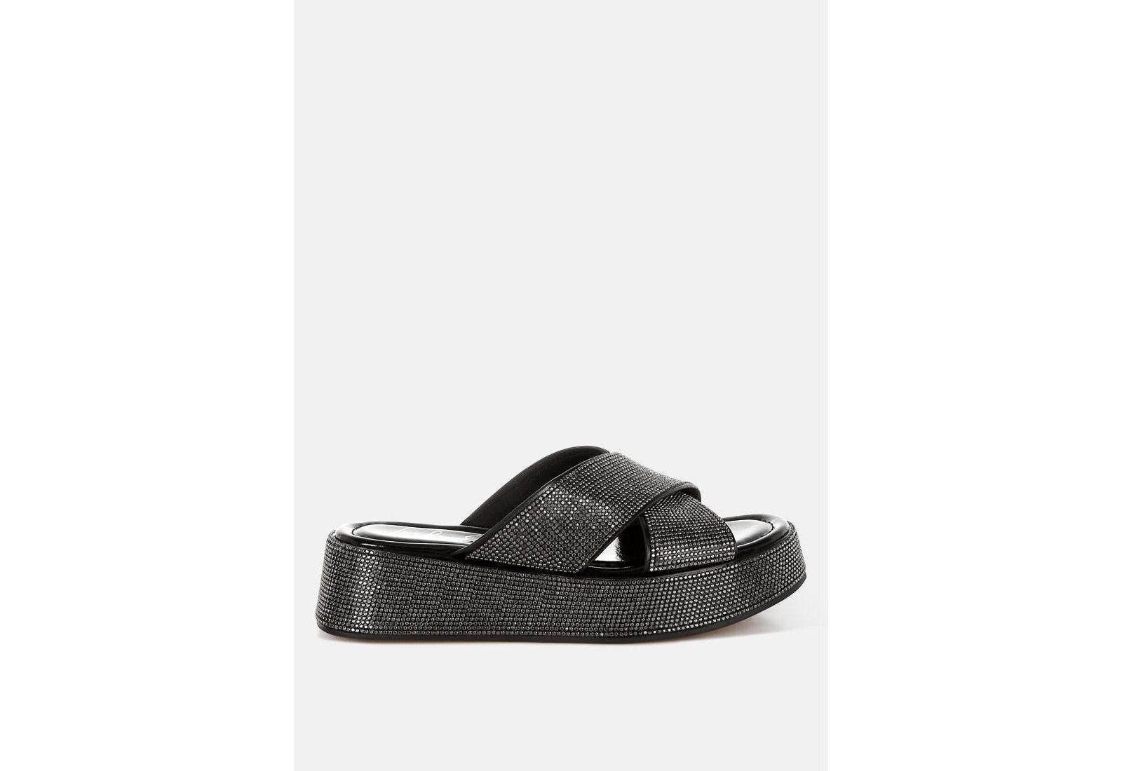 London Rag Womens Adena Rhinestone Embellished Flatforms