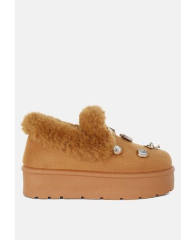 London Rag Womens Zeta Charm Detail Slip On Snow Boots