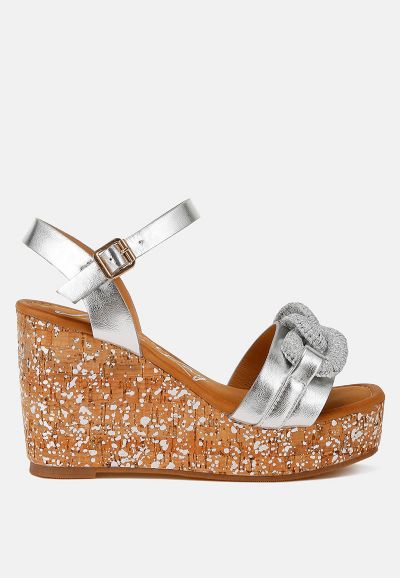 London Rag Womens Emelda Chain Link Detail Wedge Sandals