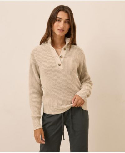 Pact Women's Luxe Knit Henley Sweater