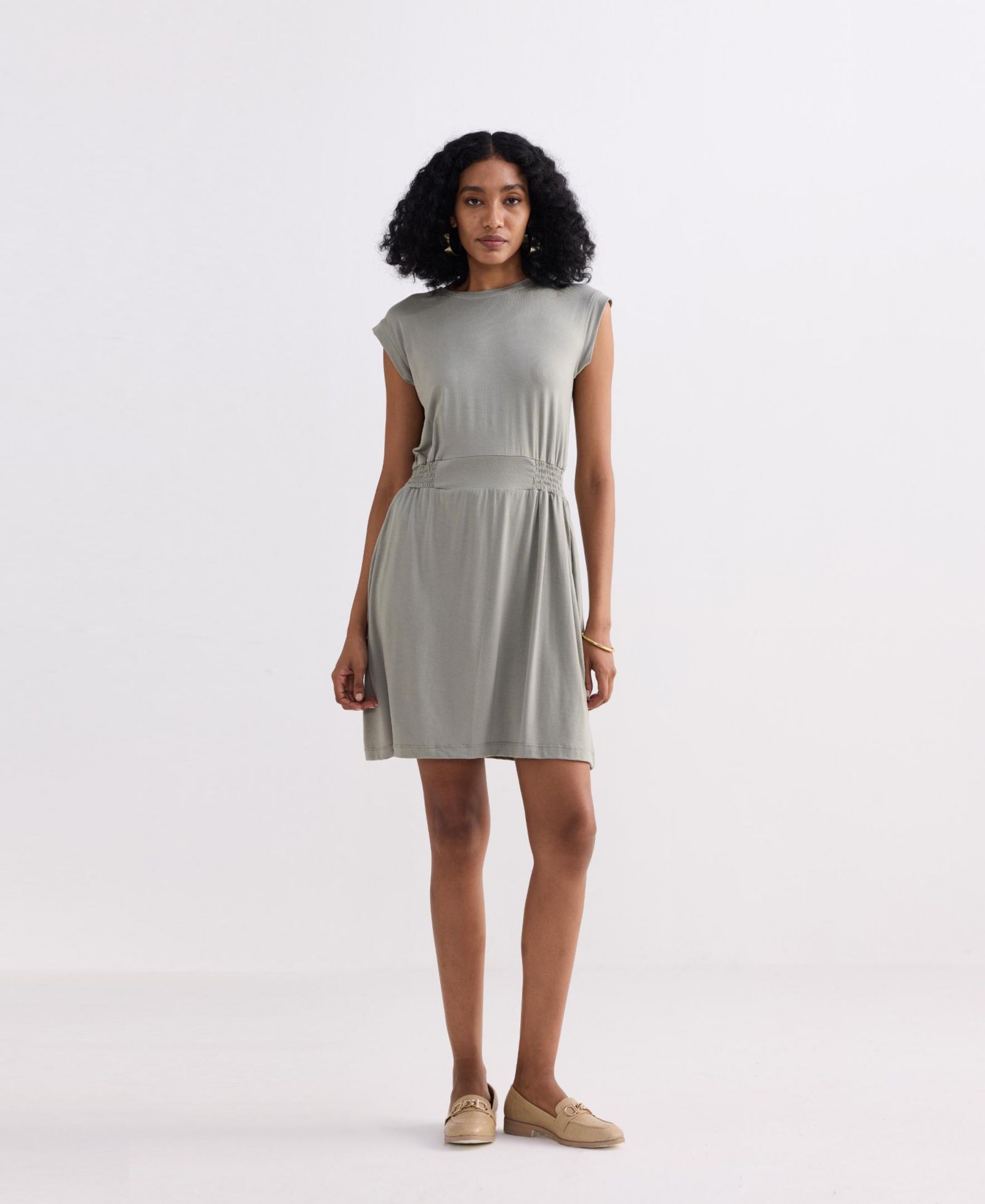 Reistor Women's Short Dress With Smocking Side Detail