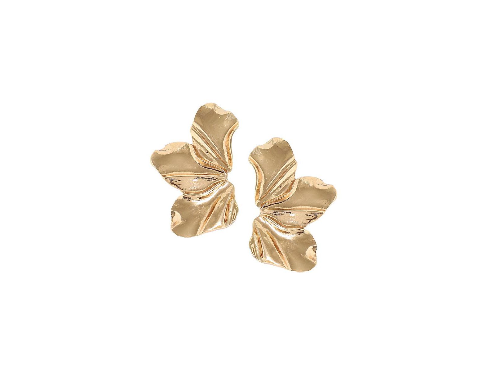 SOHI Women's Gold Metallic Flora Drop Earrings