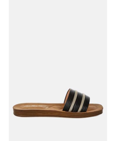 London Rag Women's Zosaya Faux Zipper Detail Slip Ons Sandals