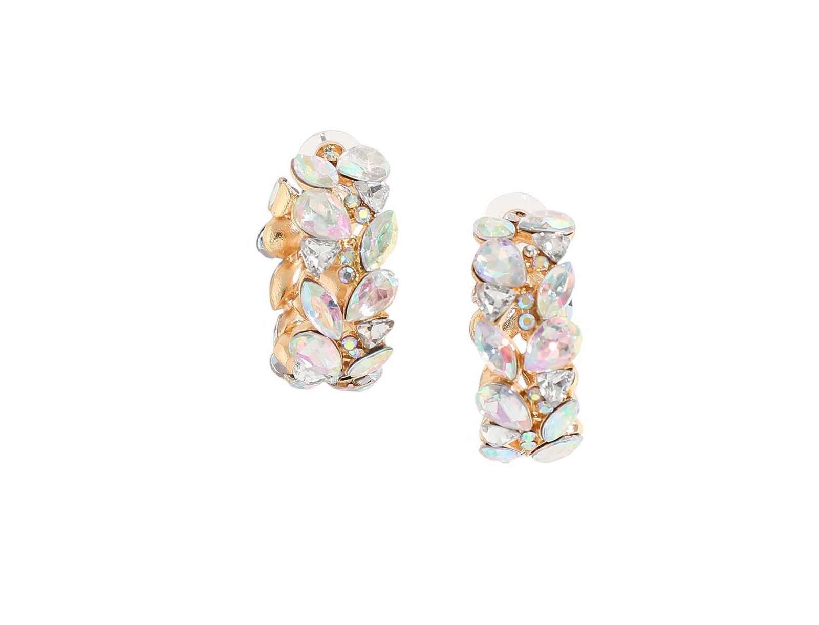 SOHI Gold Plated Stone Hoop Earrings