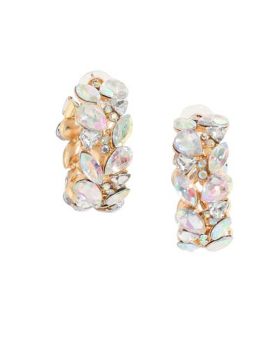 SOHI Gold Plated Stone Hoop Earrings