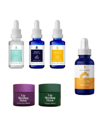 Pursonic Complete Radiance Bundle набор: сыворотка с витамином C (3 oz), набор антивозрастных сывороток и ночные маски для губ Gummy Bear & Fresh Mint