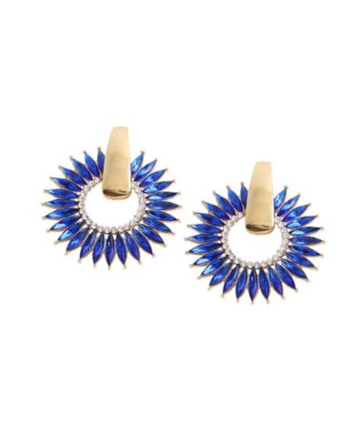 SOHI Women's Blue Embellished Circular Drop Earrings