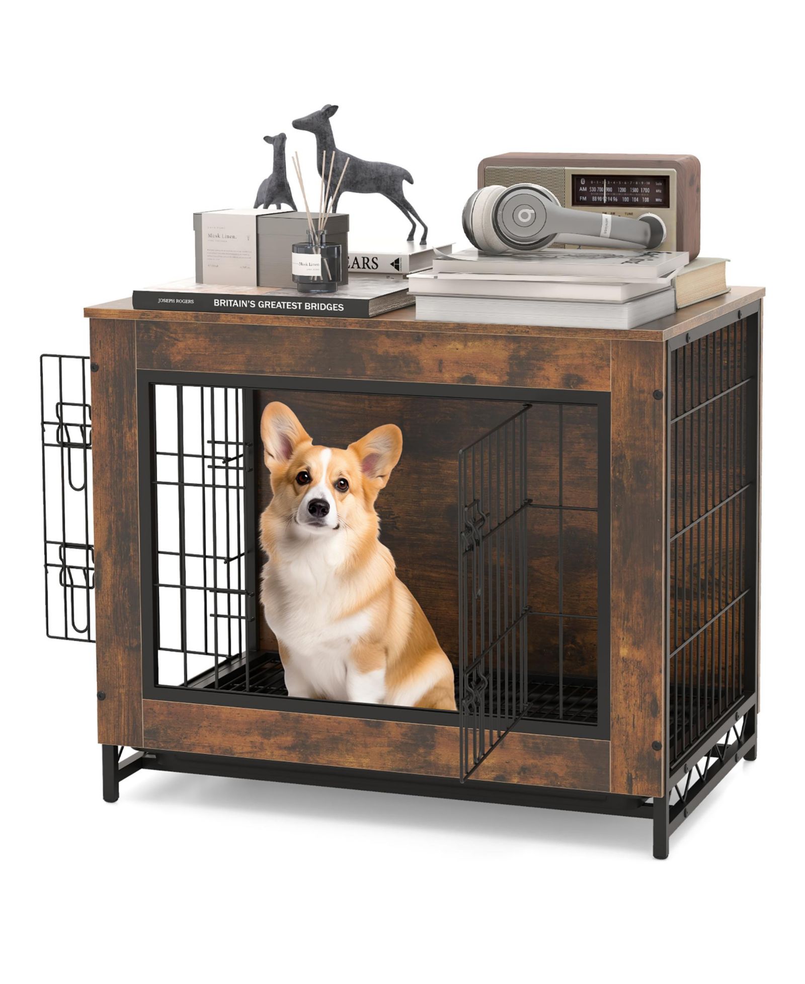 Мебель-клетка Gymax Industrial Dog Crate Heavy-duty Large