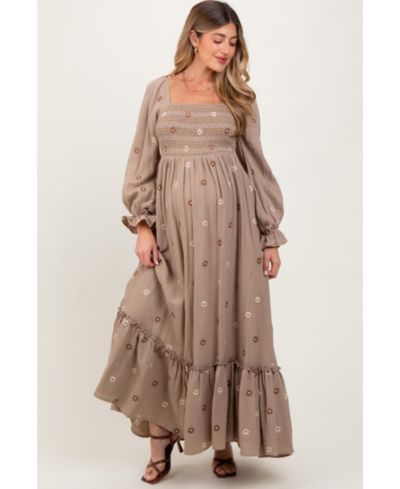 Женское платье Pinkblush Grey Taupe Long Sleeve Floral Accent