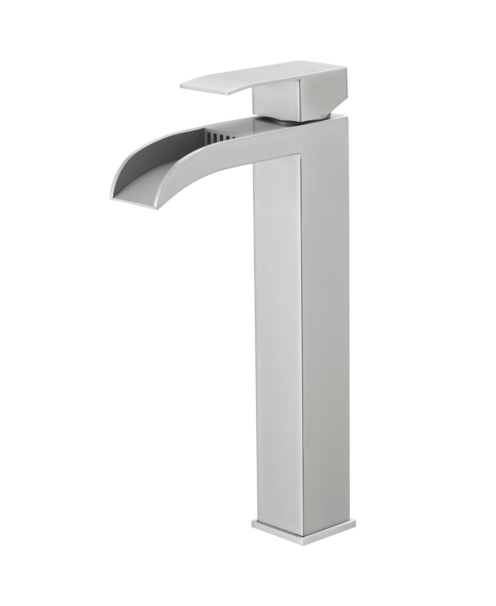 Greenspring Brushed Nickel Waterfall Single Handle Vessel Bathroom Faucet with Drain Assembly