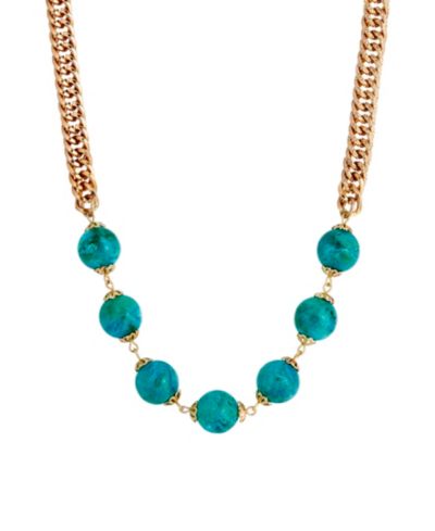 2028 Gold Tone Round Bead Necklace