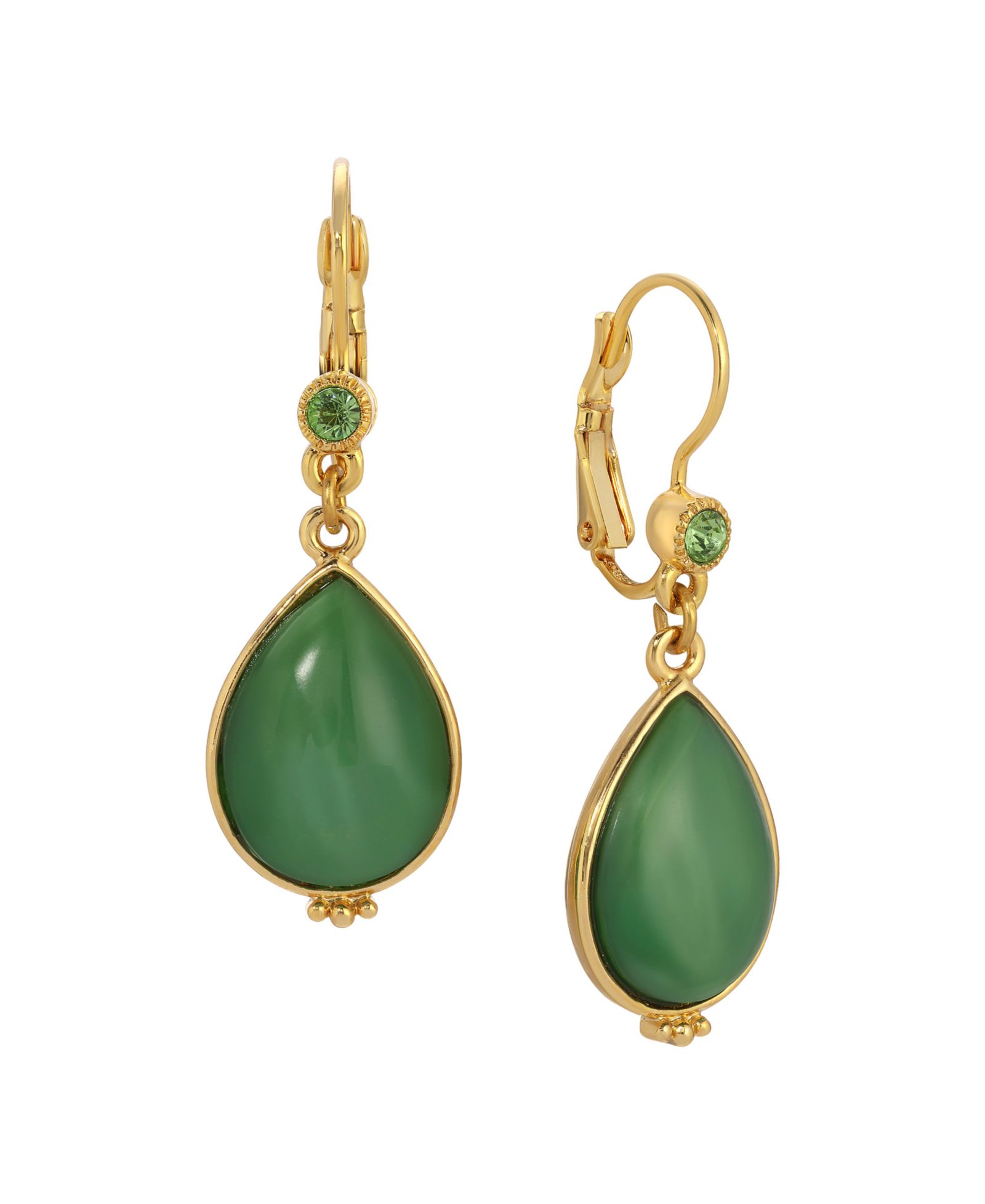 2028 Green Moonstone Teardrop Earrings