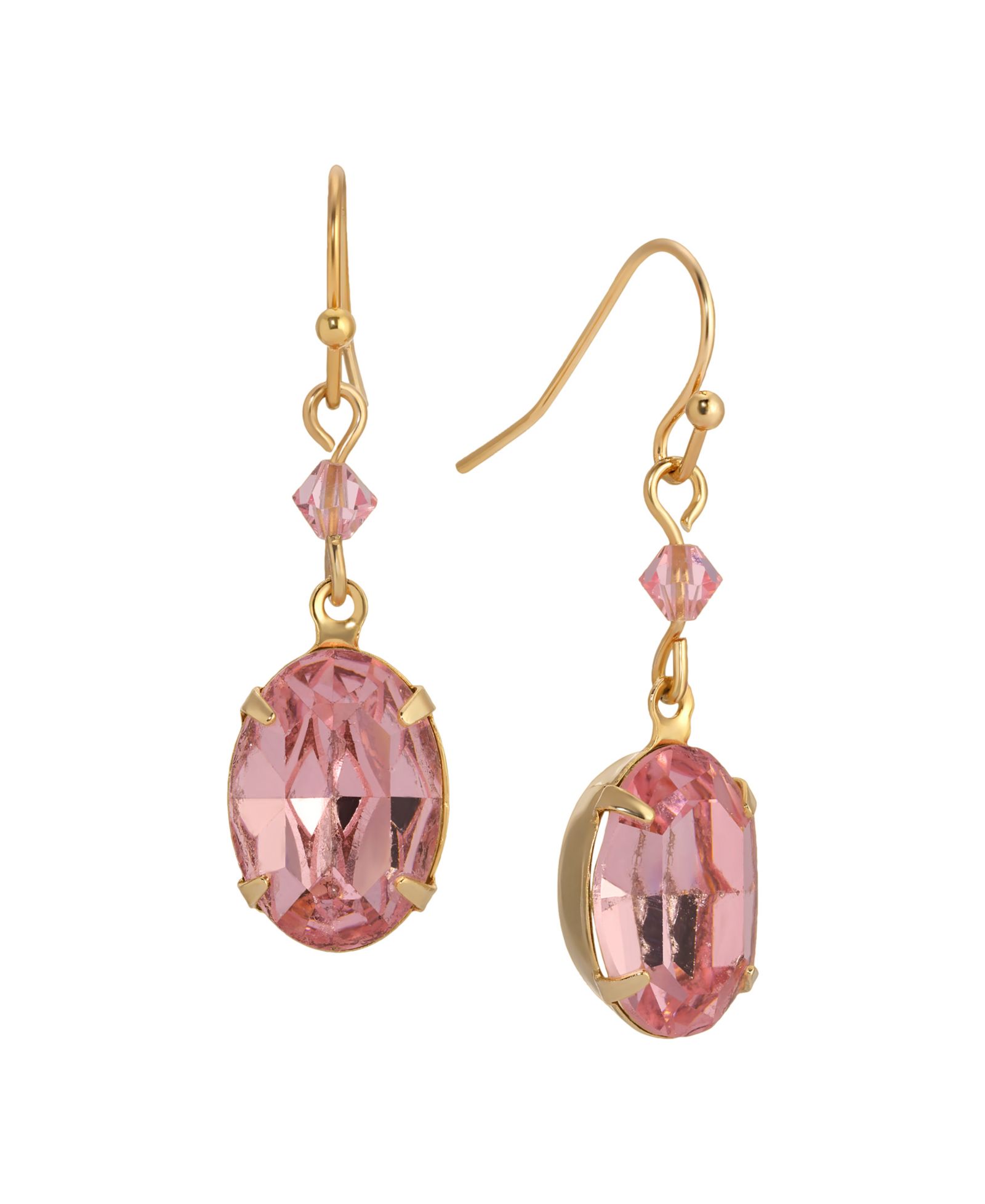 Серьги 2028 Gold Tone Pink Oval Crystal