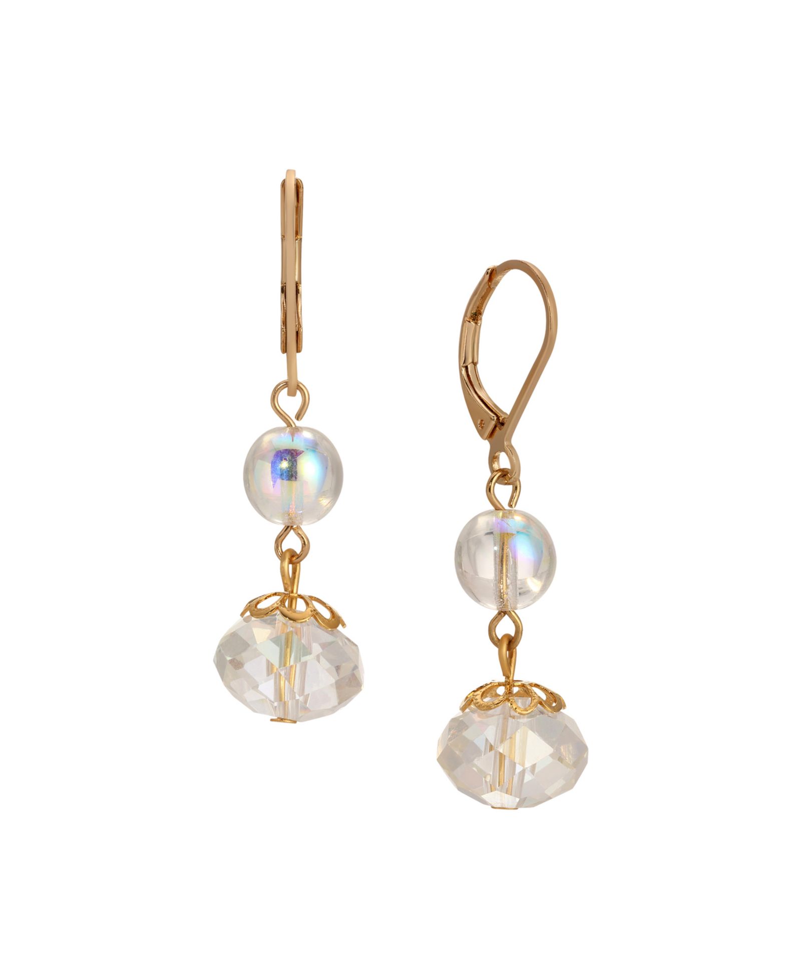 Серьги-подвески 2028 Round Crystal AB Double Drop