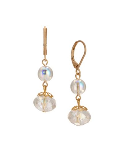 Серьги-подвески 2028 Round Crystal AB Double Drop