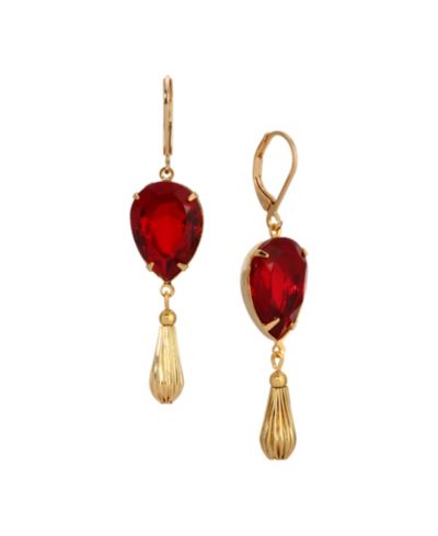 2028 серьги с кристаллами Teardrop Gold Tone Red
