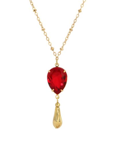 Золотистое ожерелье 2028 Red Teardrop Crystal
