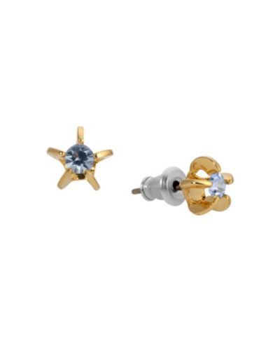 Серьги-гвоздики 2028 Gold Tone Lt Blue Star