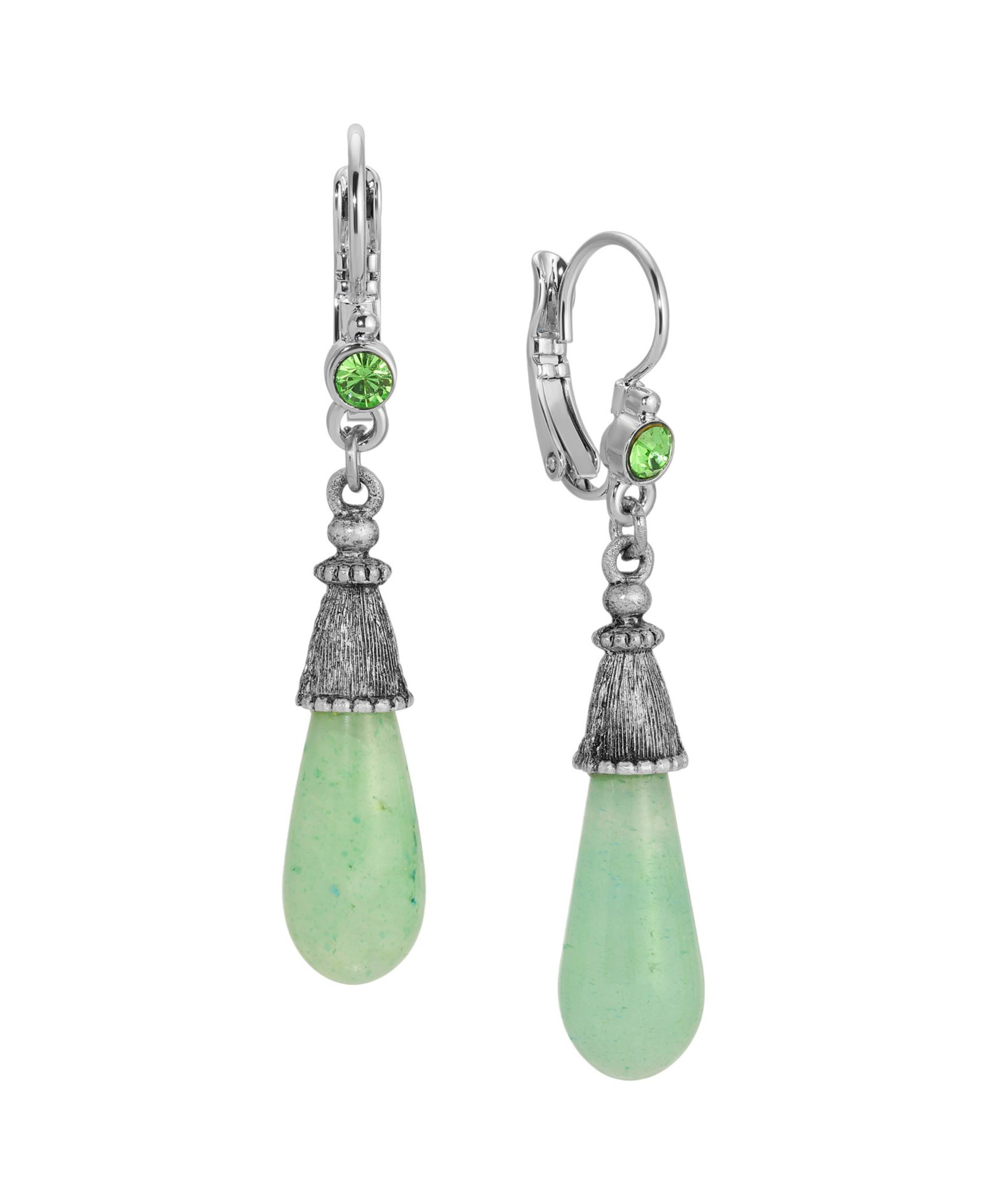 Серьги 2028 Silver Tone Aventurine Teardrop