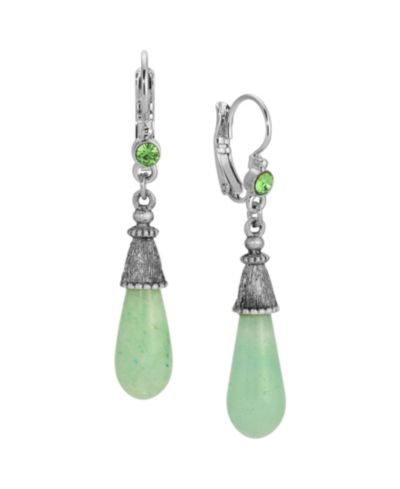 Серьги 2028 Silver Tone Aventurine Teardrop