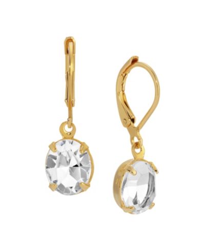 Серьги 2028 Gold Tone Crystal Drop Leverback