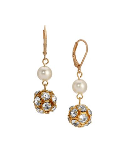 Серьги-подвески 2028 Gold Faux Cultivated Pearl Bead Drop