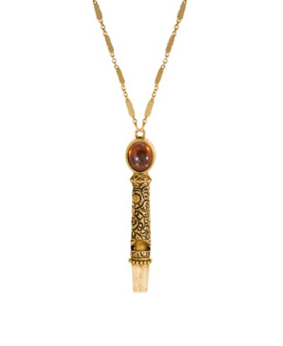 2028 Gold Tone Topaz Crystal Whistle Necklace