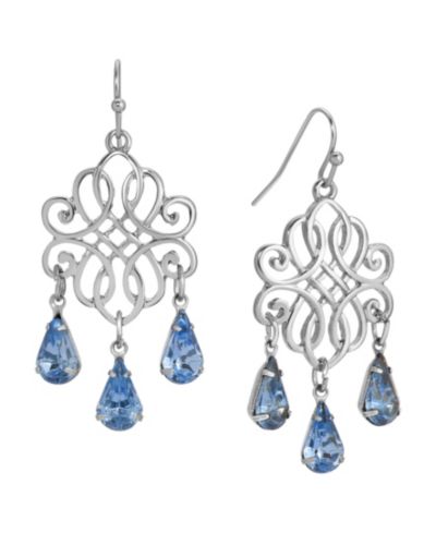 2028 Серьги с подвесками из синих кристаллов Filigree Blue