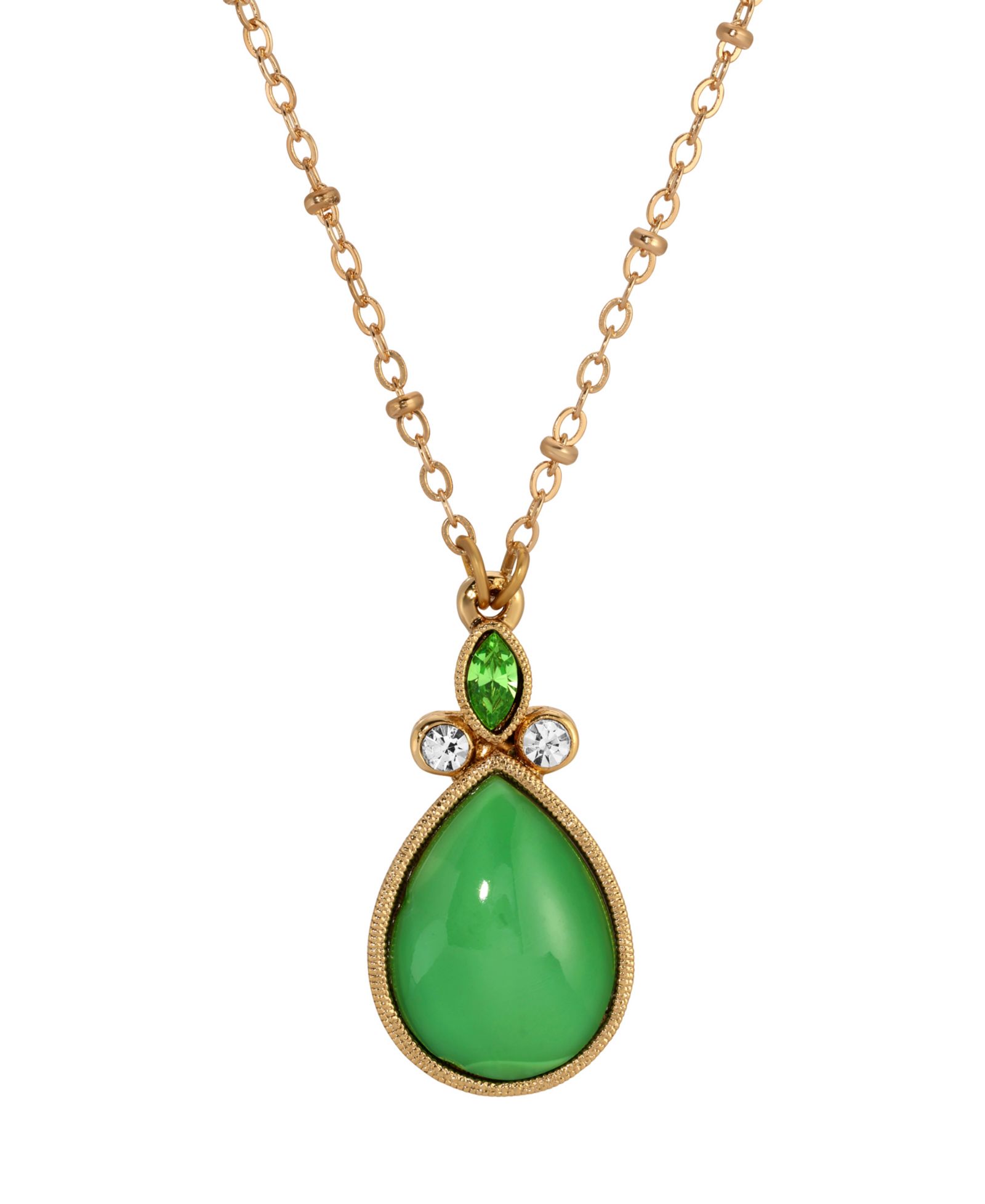 2028 Green Teardrop Crystal Necklace