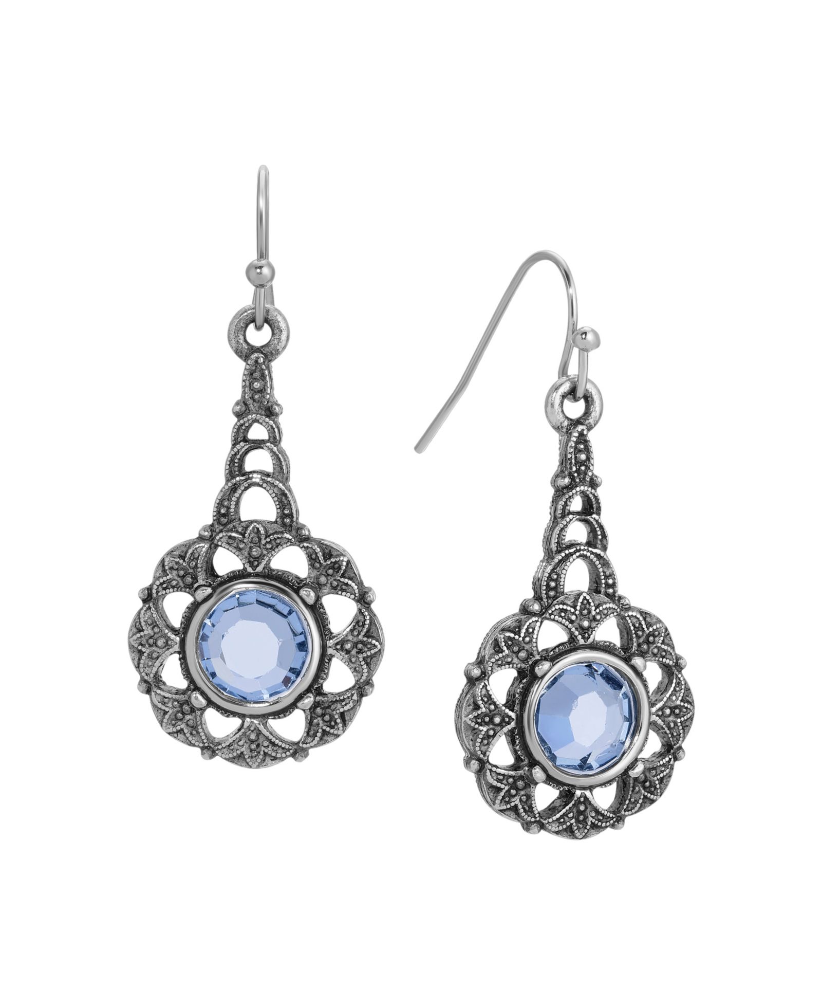 Серьги 2028 Silver Tone Blue Crystal Drop