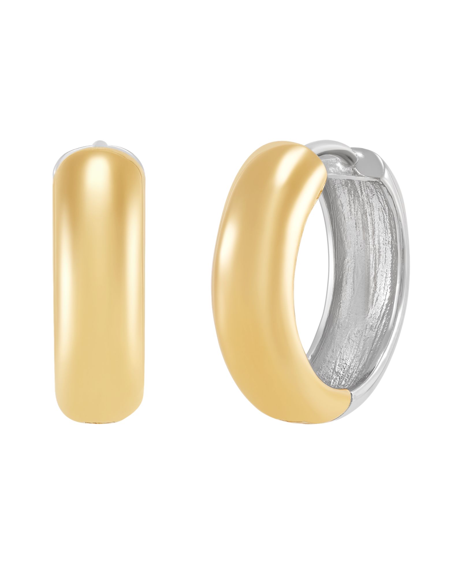 Macy's Huggies Earrings in 10k Yellow and White Gold