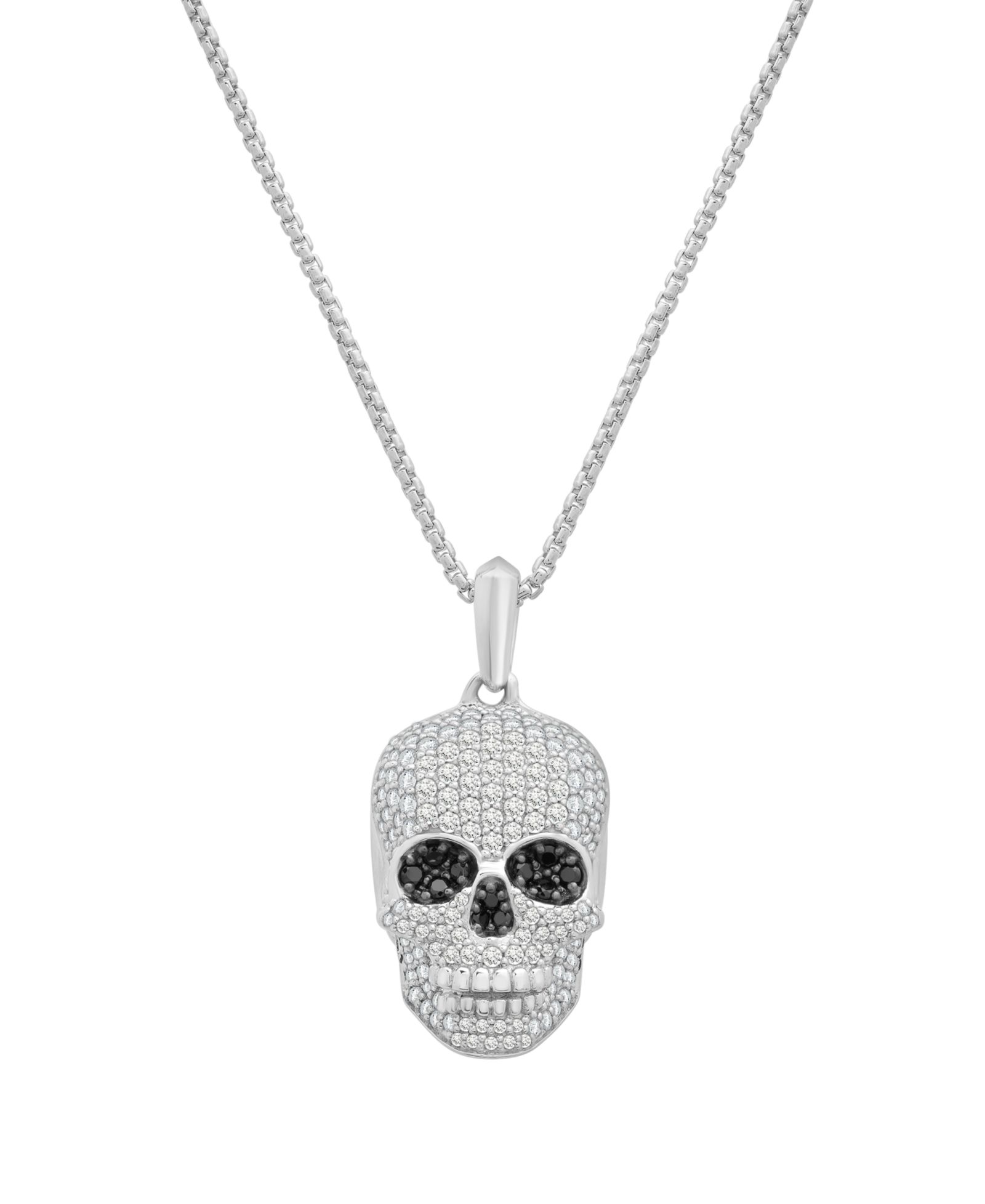Мужское ожерелье Macy's Skull Pendant Diamond в стерлинговом серебре