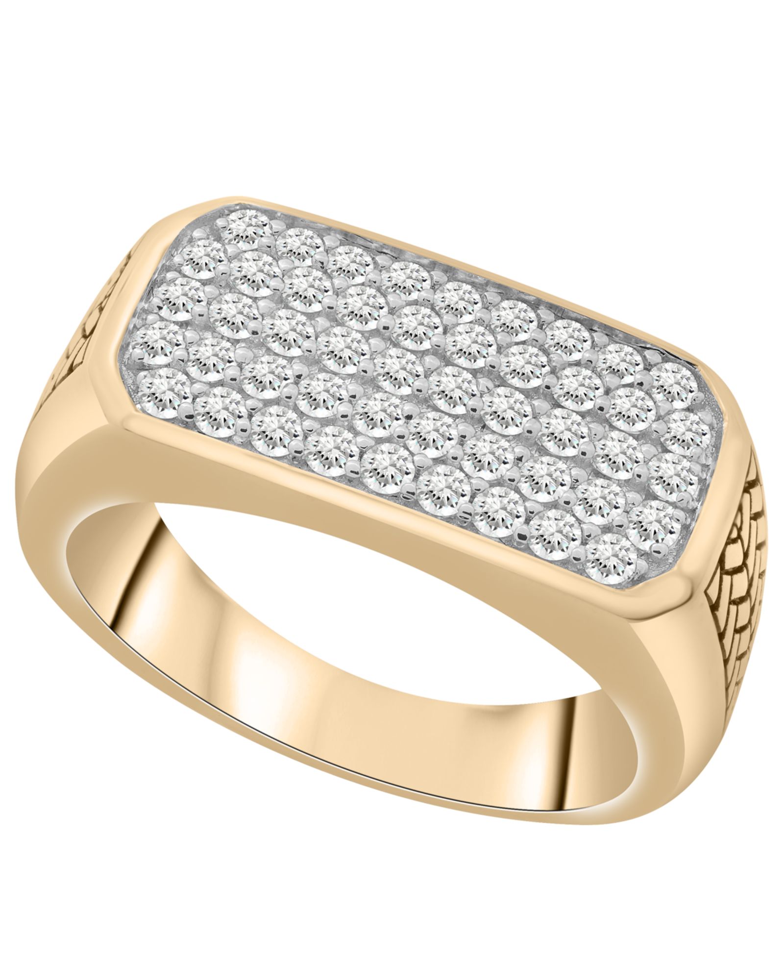 Macy's Men's Diamond Ring (1/4 ct. t.w.) in 14k Gold Plated Over Sterling Silver