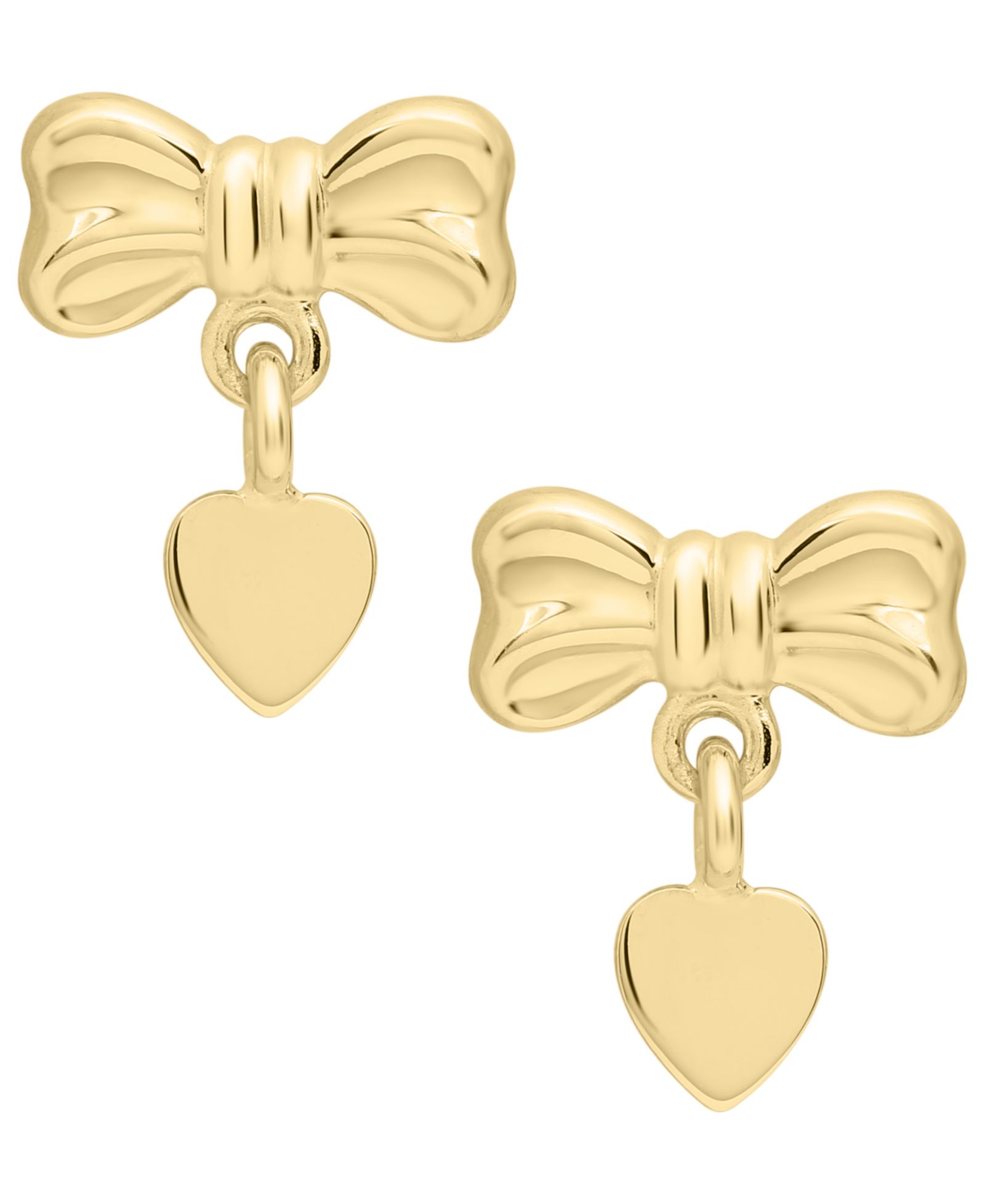 Macy's Bow Heart Drop Earrings in 14k Gold