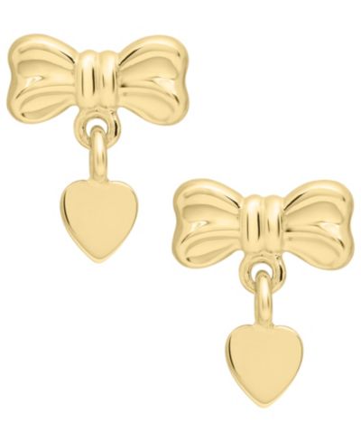 Серьги-подвески Macy's Bow Heart Drop в 14k Gold
