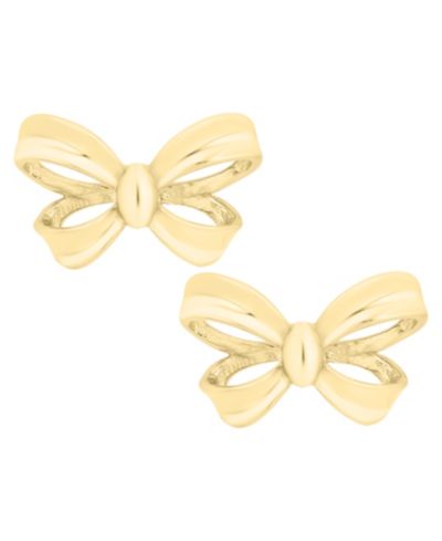 Серьги с объемными бантами из золота 14k