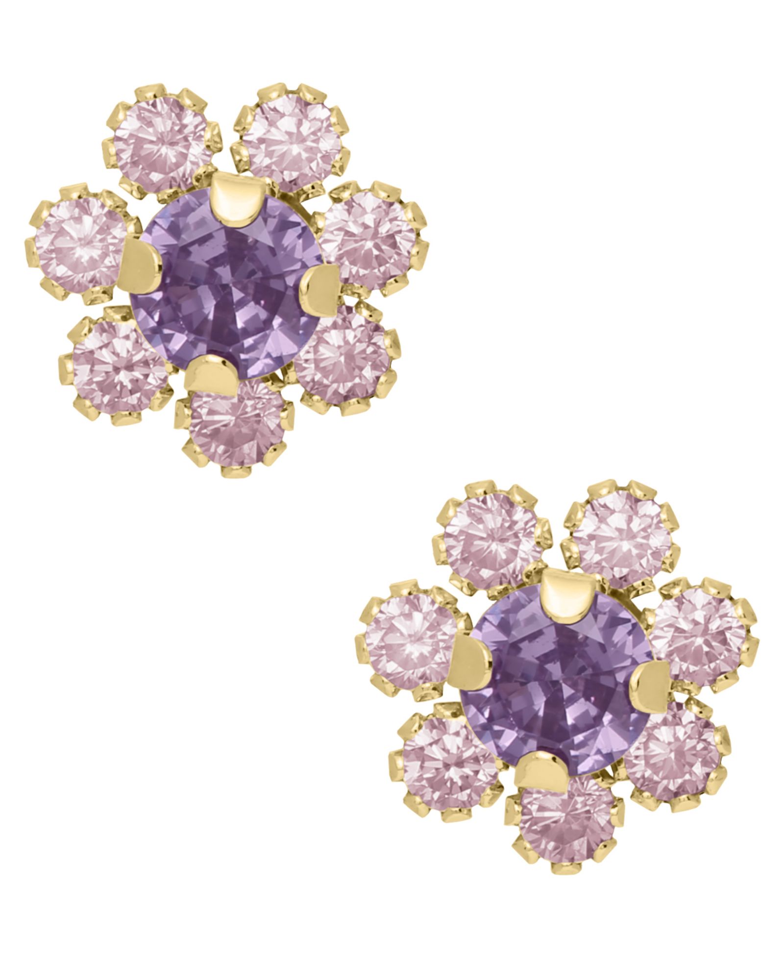 Серьги с кубическим цирконием Flower в 14k Gold