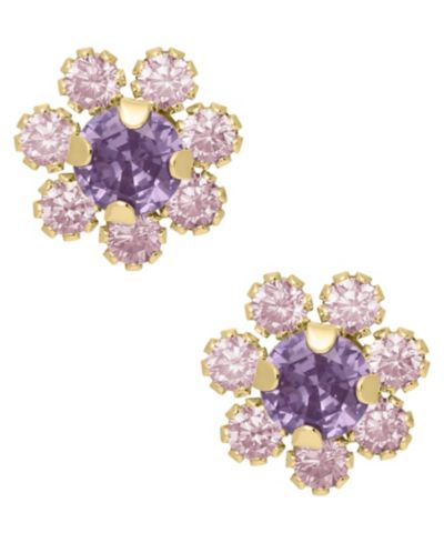Серьги с кубическим цирконием Flower в 14k Gold